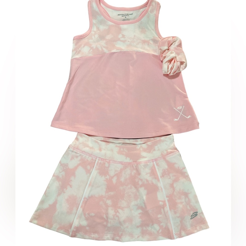 Skechers Sport Girls‎ Sz 4 Golf Athletic Polo Skirt Set Outfit Pink Tye-D…